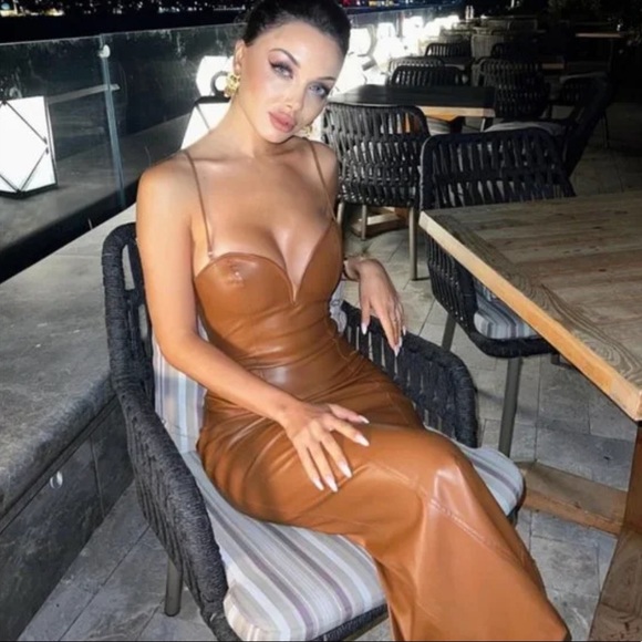 ZARA FAUX LEATHER DRESS - Picture 2 of 13